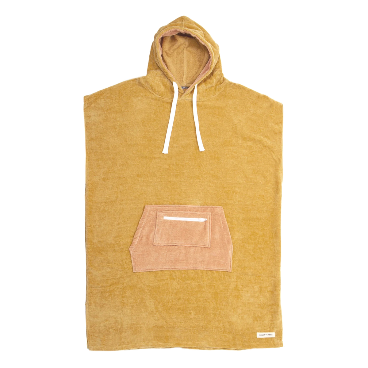 Ocean & Earth Ladies Daydream Hooded Poncho: Custard poncho laid flat, front view