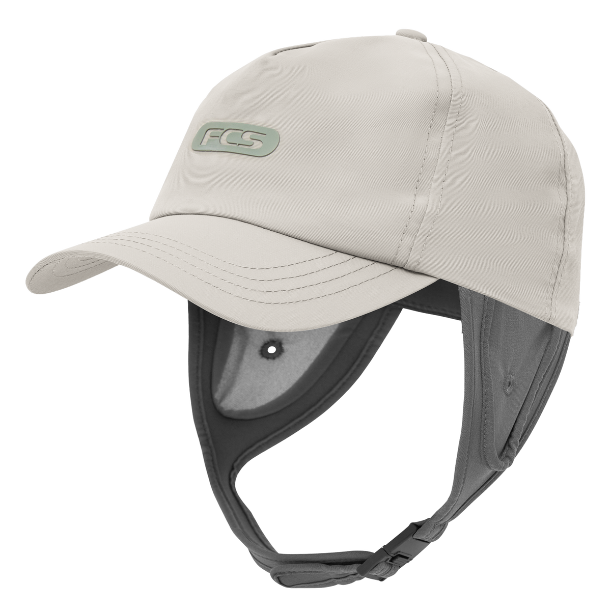 FCS Essential Trucker Wet Cap: warm Grey wet trucker cap, front angle