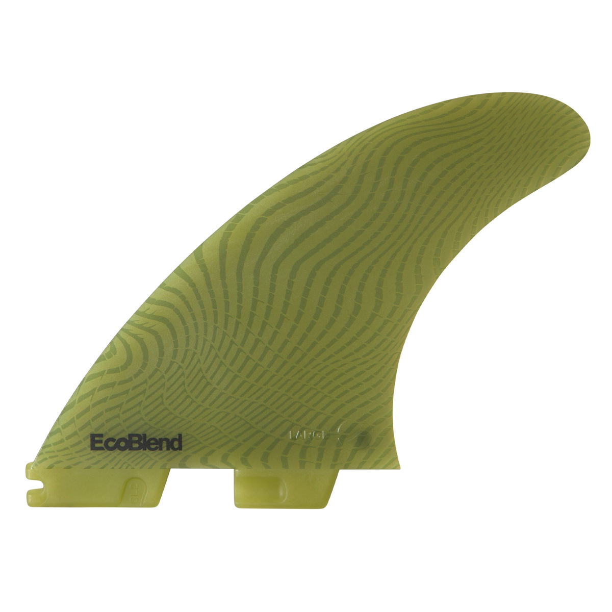 FCS II Carver Tri-Quad Fins - Eco Neo Glass: reverse Eucalyptus side fin showing the patterned surface