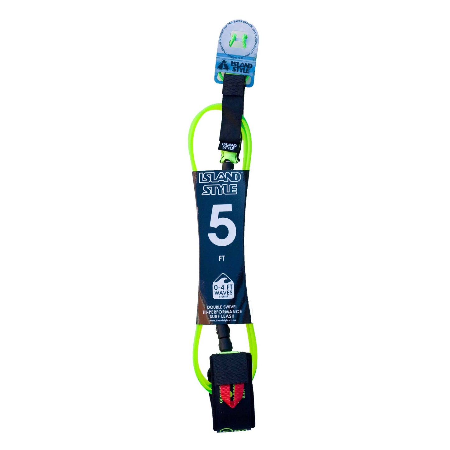 ISLAND STYLE 5mm Cord Double Swivel Leash - Length 5'6" - Island Style