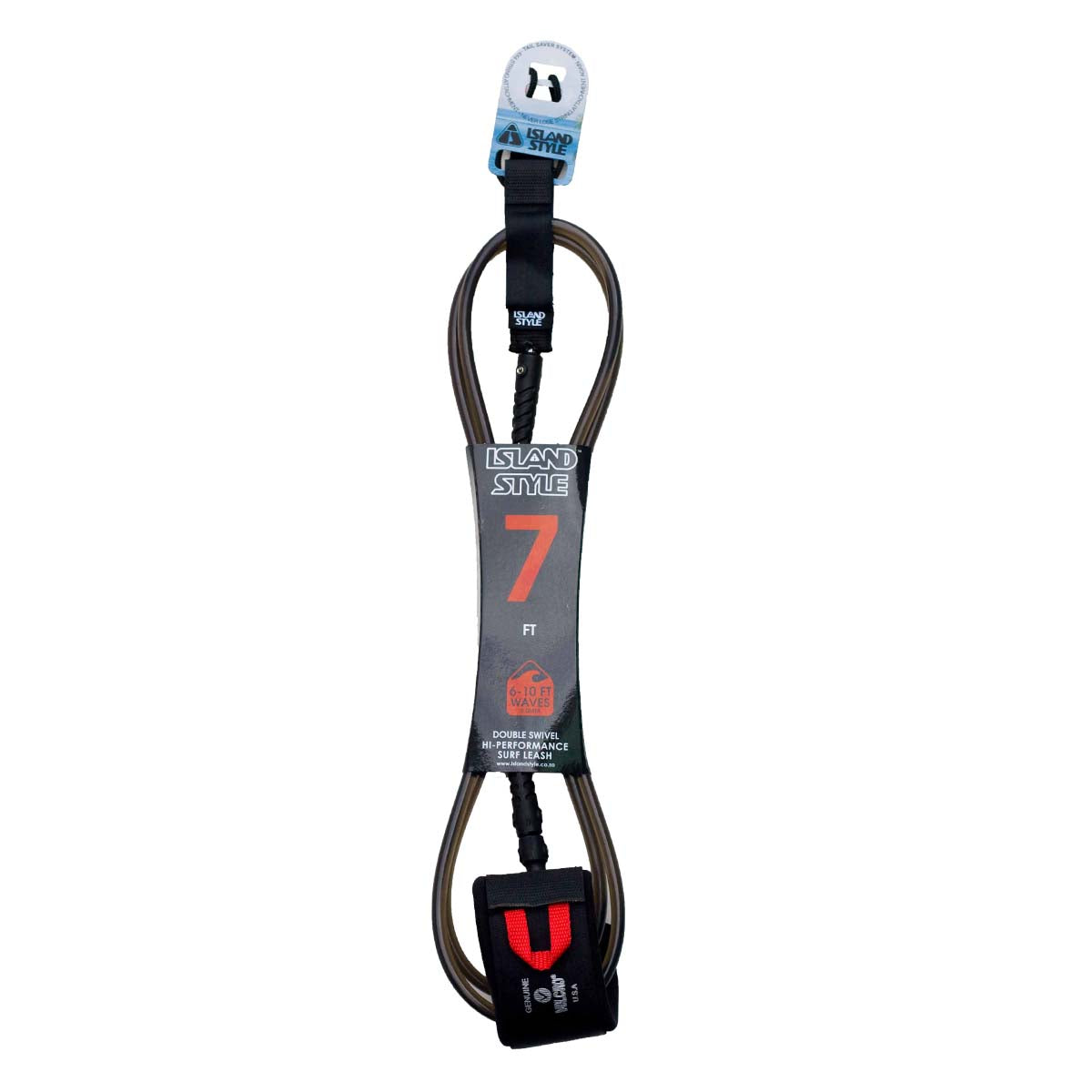 ISLAND STYLE 8mm Cord Double Swivel Ankle Leash - Length 7ft - Island Style
