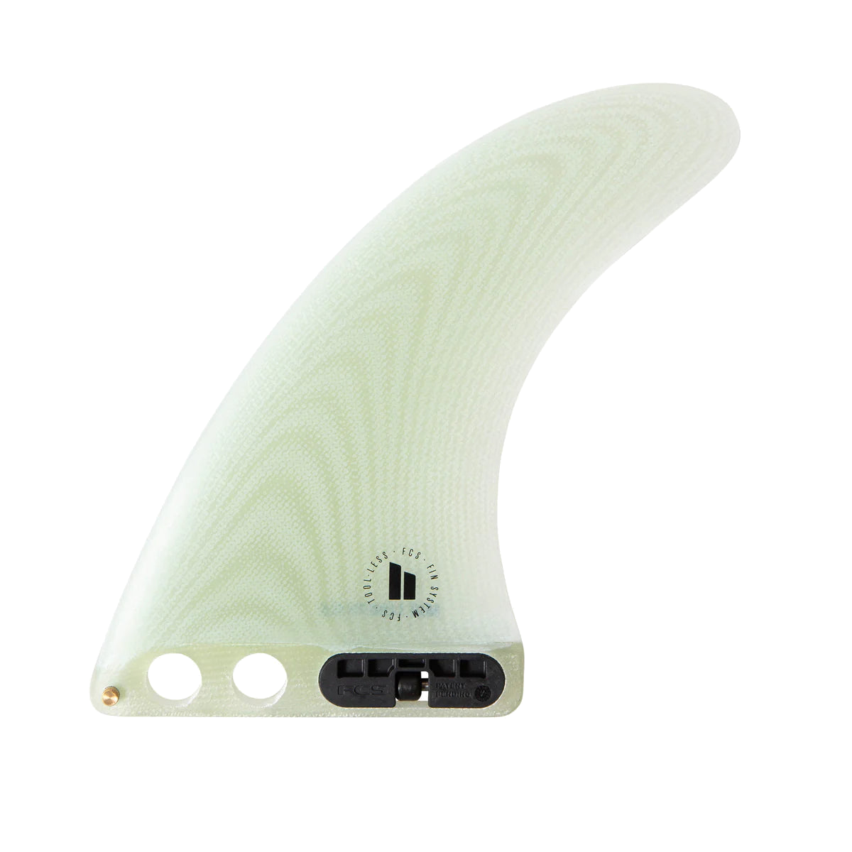 FCS II Mid Single Fin - Performance Glass: clear Mid Single fin with tool-less fitting and three base holes