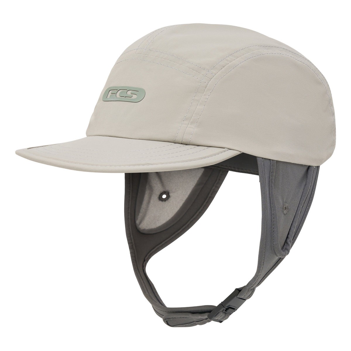 FCS Essential Surf Cap: warm Grey surf cap with adjustable strap