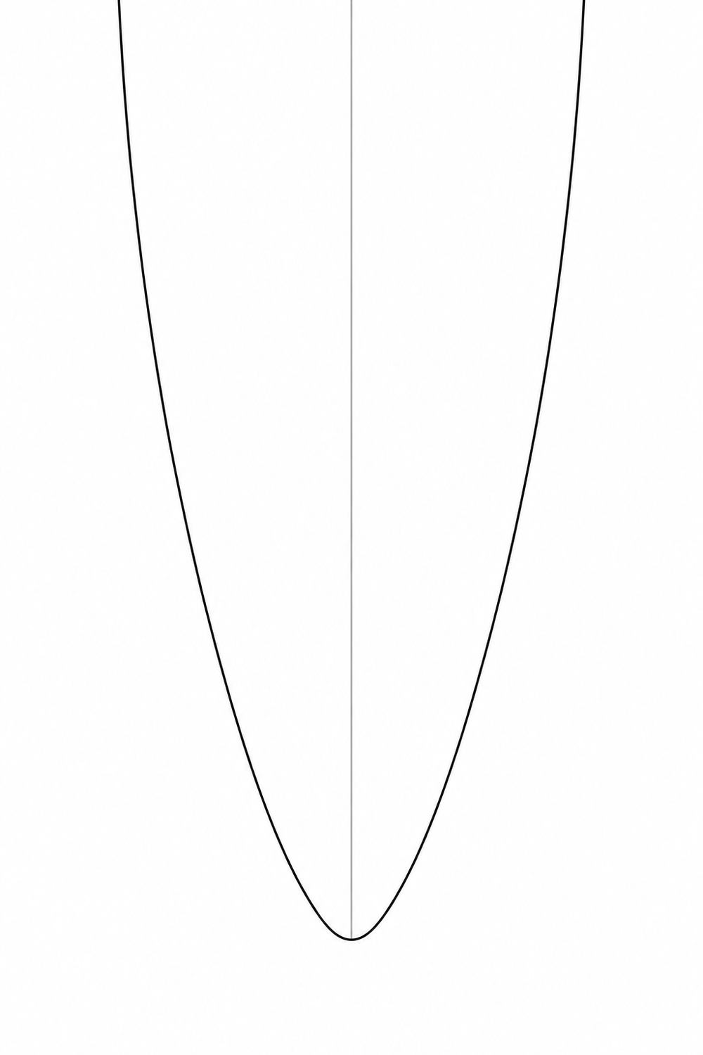 Round Pin surfboard tail outline, viewed from above