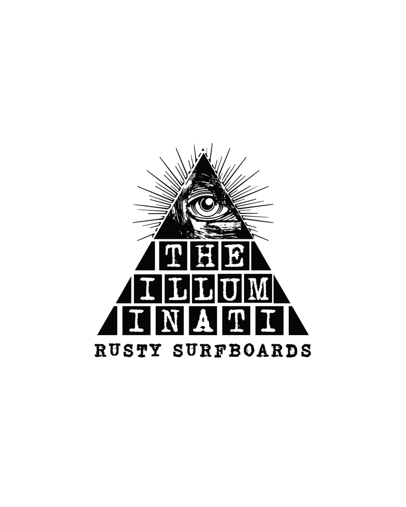 Rusty Surfboards Illuminati model artwork