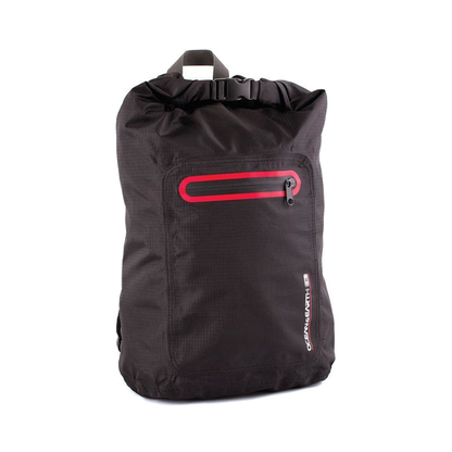 Ocean & Earth TravelLite Waterproof Backpack: front with red-trimmed pocket