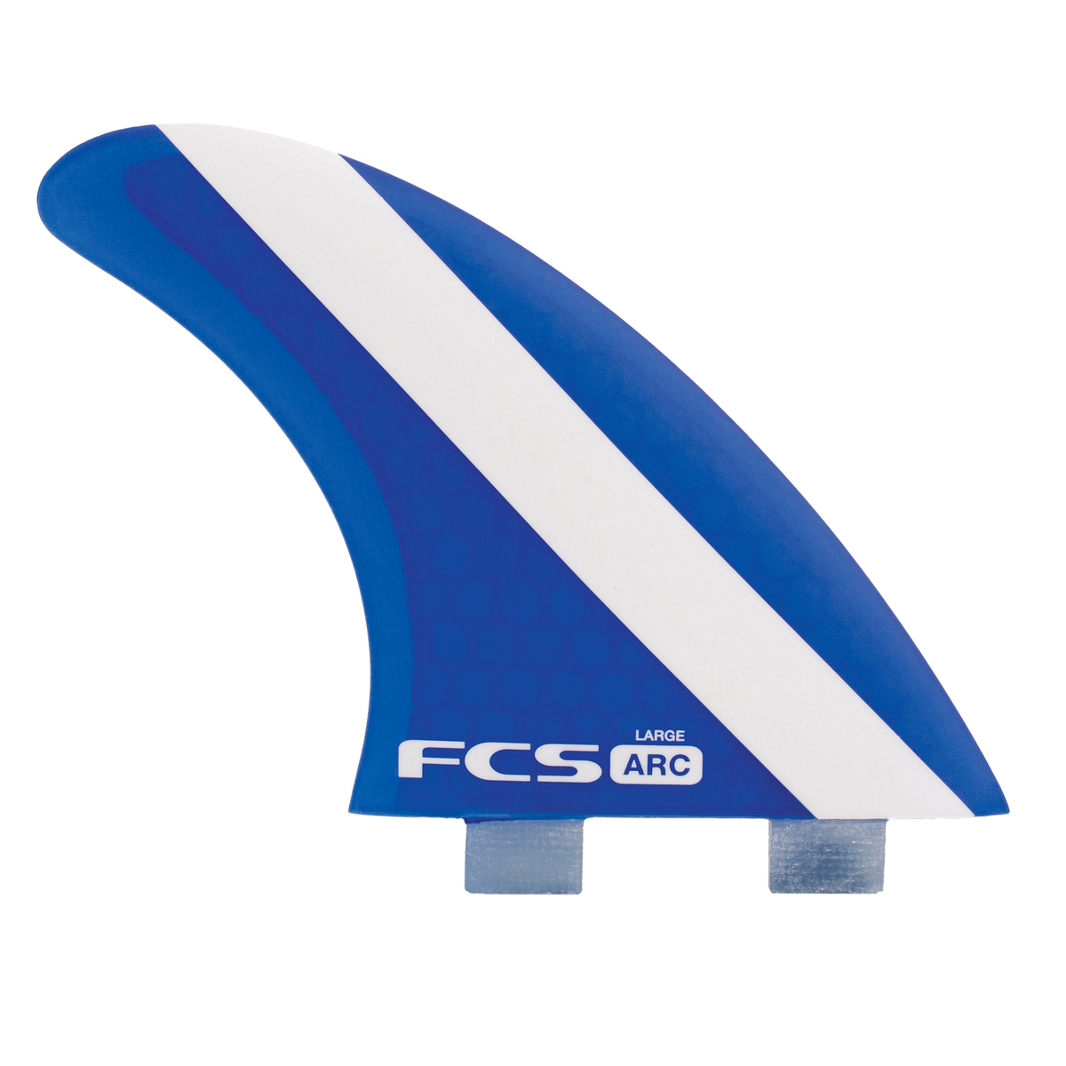 Large FCS ARC fin with blue and white diagonal panels and FCS I tabs