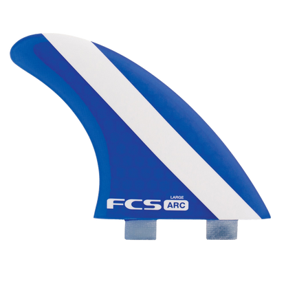Large FCS ARC fin with blue and white diagonal panels and FCS I tabs