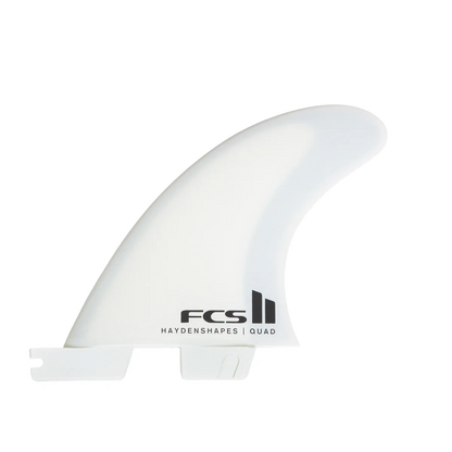 FCS II Hayden Shapes Tri-Quad Fin Set - Performance Core + AirCore: smaller white quad rear fin