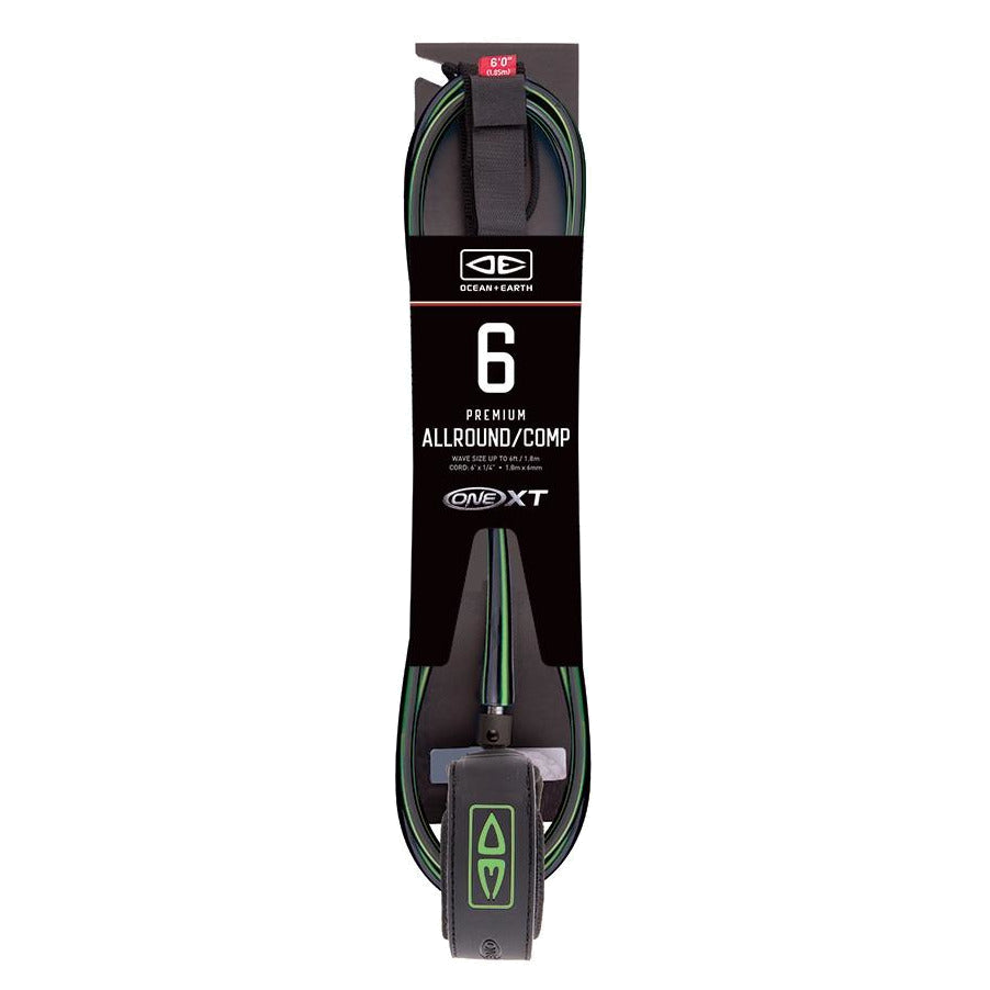 Ocean & Earth Allround Comp One-XT Leash – 6 ft: Black packaged Allround Comp leash