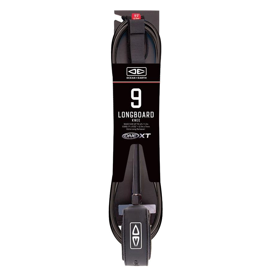 Ocean & Earth Longboard Knee Premium One-XT Leash – 9 ft: Black packaged Knee Premium leash