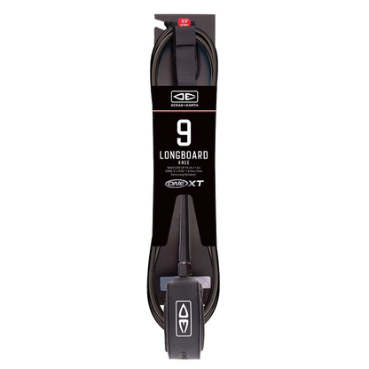 Ocean & Earth Longboard Knee Premium One-XT Leash – 9 ft: Black packaged Knee Premium leash
