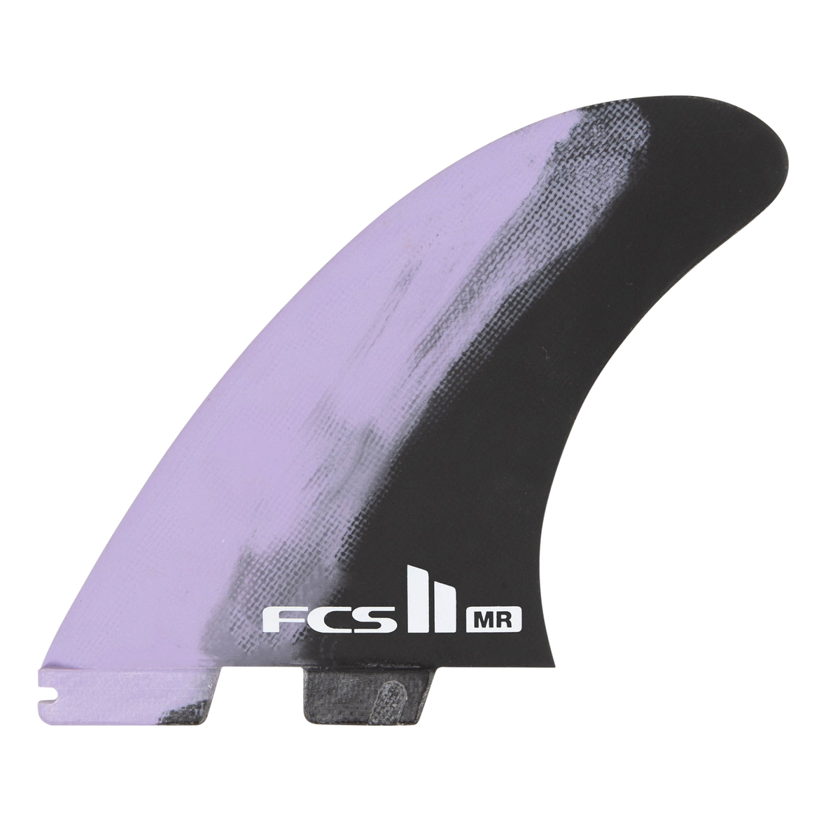 Lavender and black swirl on the Mark Richards Performance Core twin fin