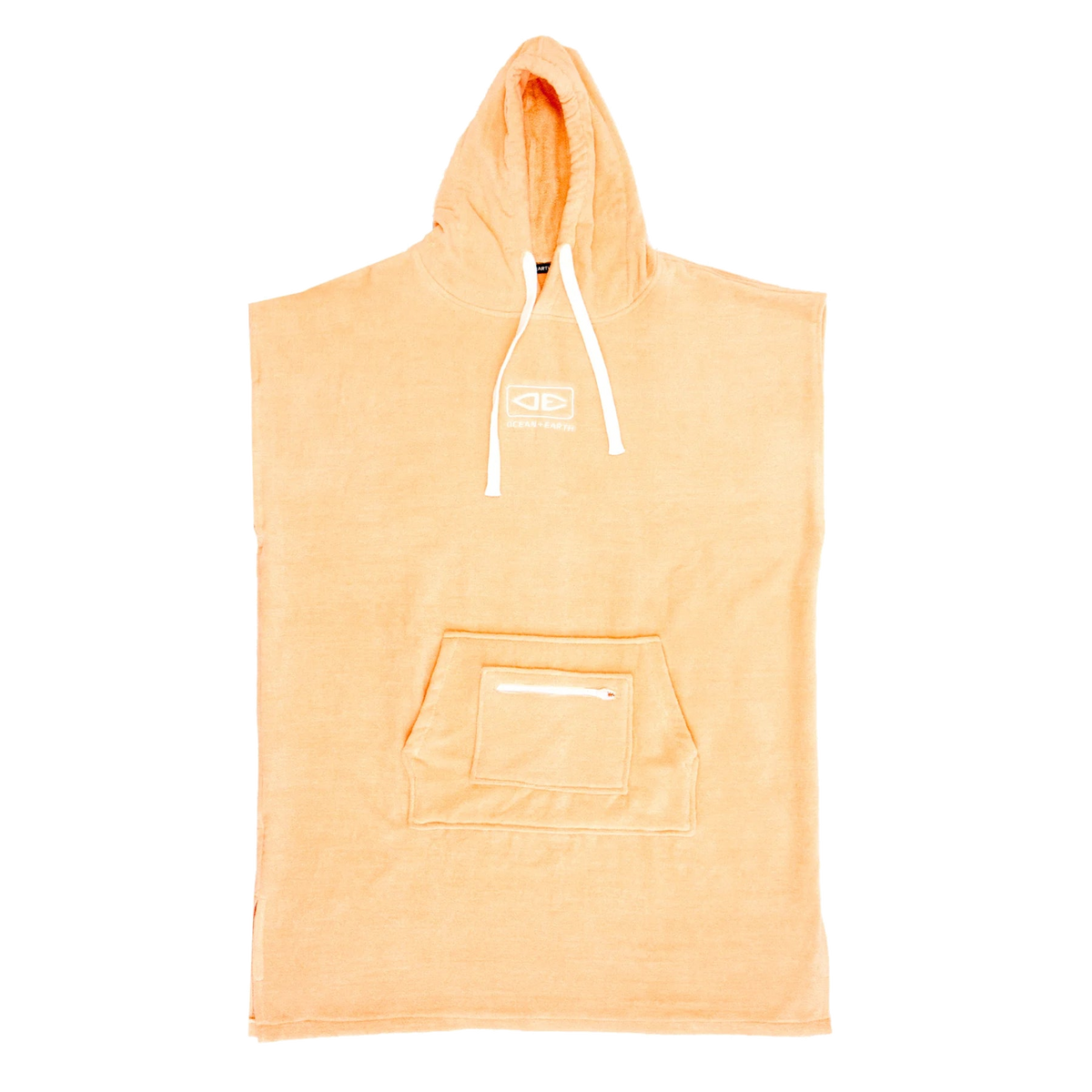 Ocean & Earth Ladies Hooded Poncho: Peach hooded poncho, flat front view