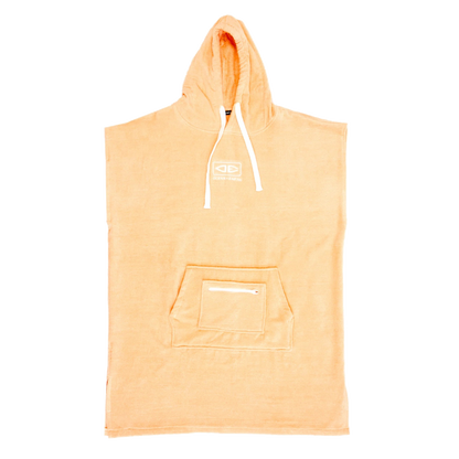 Ocean & Earth Ladies Hooded Poncho: Peach hooded poncho, flat front view