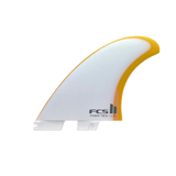 FCS II Power Twin Fin Set - Performance Glass: mango Power Twin fin with pale centre and yellow edge