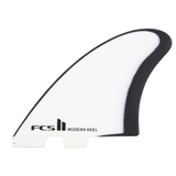 White JS Modern Keel fin with black border and FCS II branding