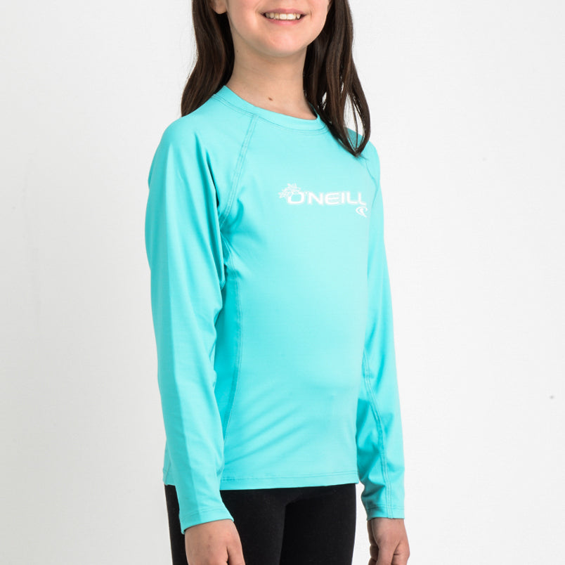 O'Neill Girls’ Long Sleeve Rash Vest — Teal Blue, additional view