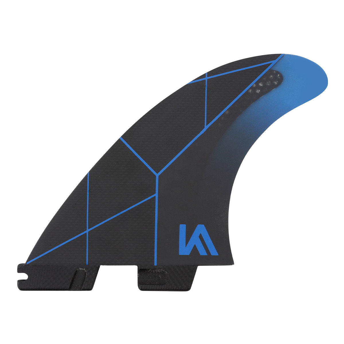 FCS II Kolohe Andino Tri Fins - Performance Core: reverse Black and Blue face with blue KA initials