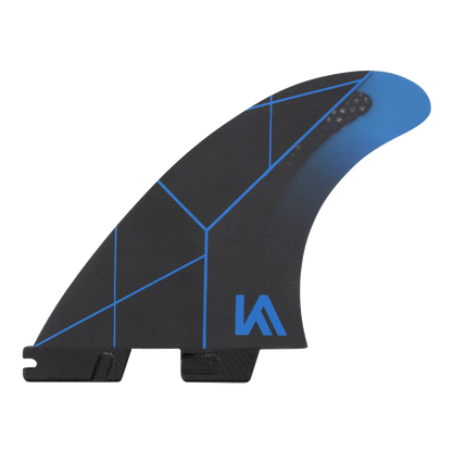 FCS II Kolohe Andino Tri Fins - Performance Core: reverse Black and Blue face with blue KA initials