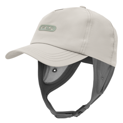 FCS Essential Trucker Wet Cap: warm Grey wet trucker cap, front angle