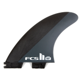 FCS II Mick Fanning Tri Fins - Neo Carbon: black and Charcoal fin with white FCS and MF lettering