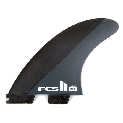 FCS II Mick Fanning Tri Fins - Neo Carbon: black and Charcoal fin with white FCS and MF lettering