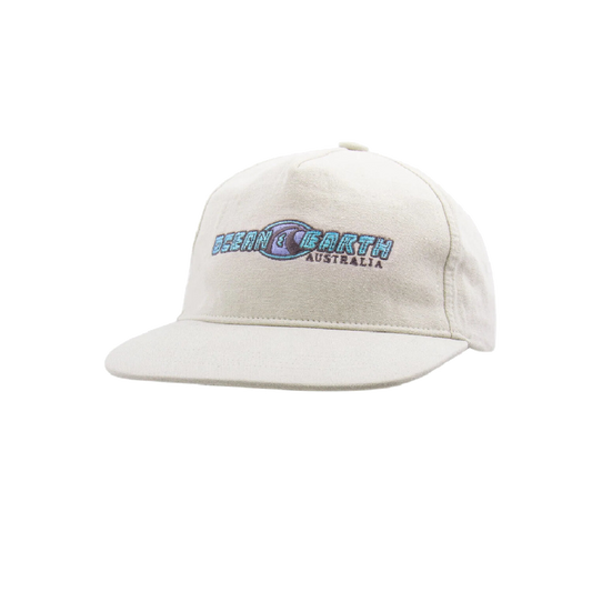 Ocean & Earth Toddlers Nineties Wave Cap: White toddler cap, full profile