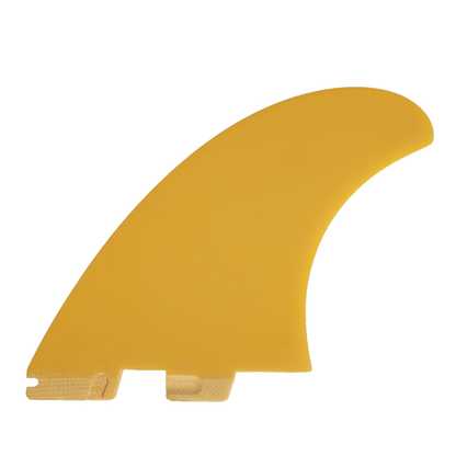 FCS II Power Twin + Stabiliser Fins - Performance Glass: reverse Mango face with a yellow surface
