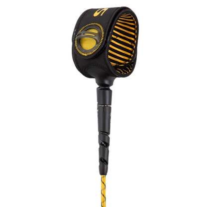 FCS Freedom Helix Leash - Comp 6 ft: mango lining and yellow Helix cord