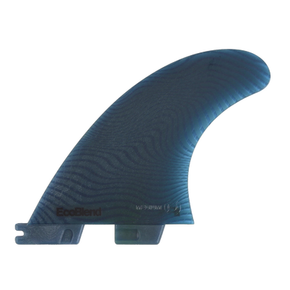 FCS II Performer Tri-Quad Fins - Eco Neo Glass: pacific side fin showing its inboard EcoBlend marking