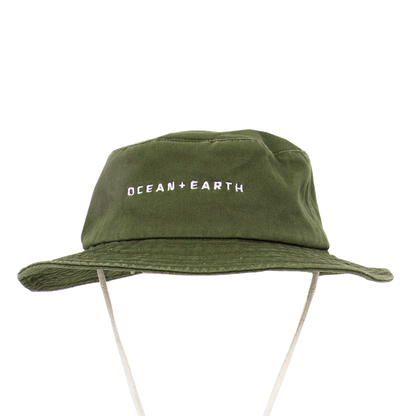 Ocean & Earth One Dayer Bucket Hat: Olive hat, front angle
