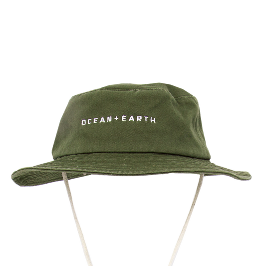Ocean & Earth One Dayer Bucket Hat: Olive hat, front angle