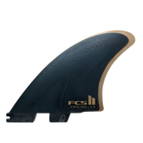 FCS II Album Keel Twin Fin Set - Performance Glass: black Album keel fin with gold outline and FCS logo