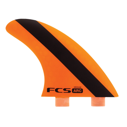 Medium FCS ARC fin with orange and black diagonal artwork