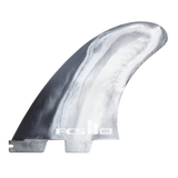 Mark Richards FCS II twin side fin with black and white swirl artwork