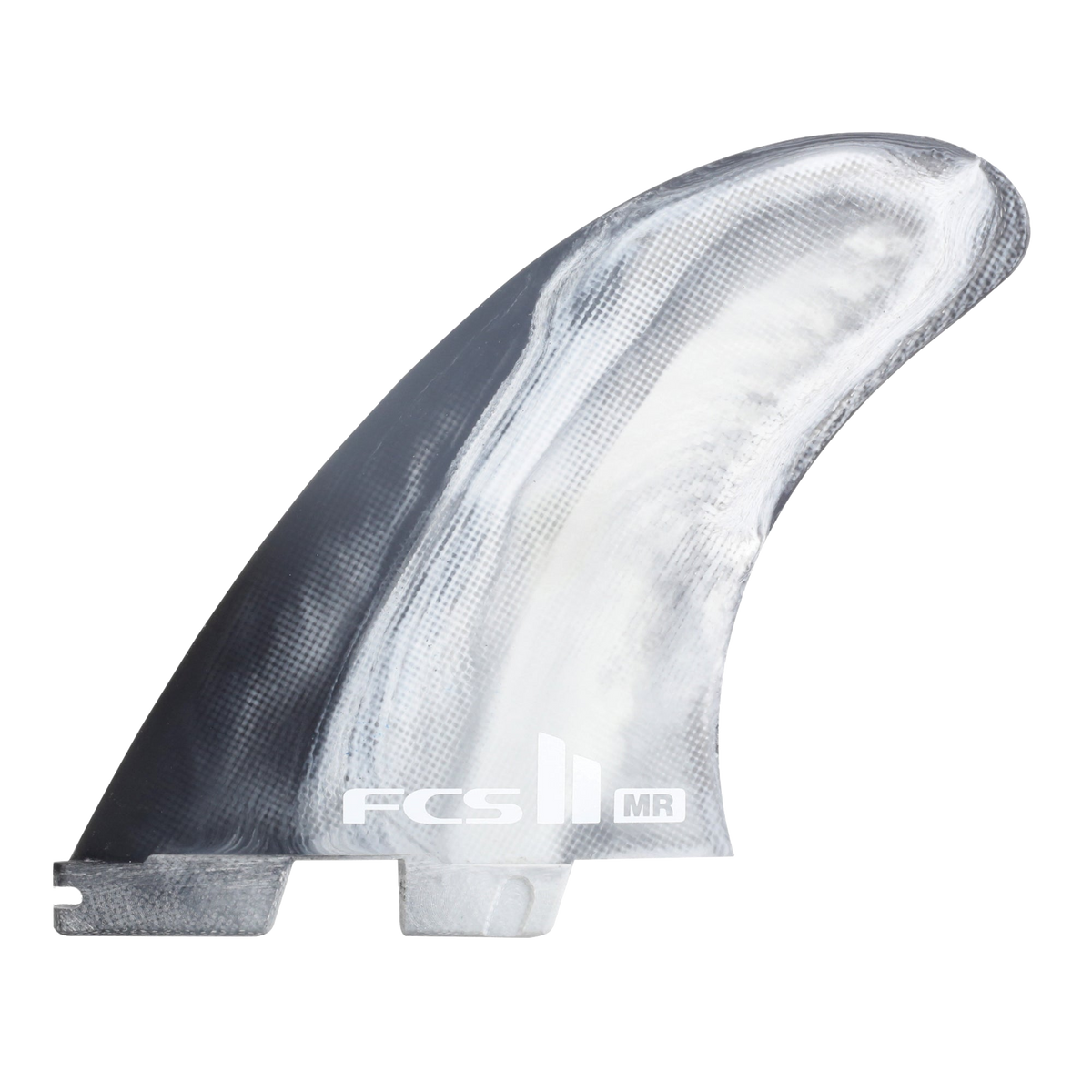 Mark Richards FCS II twin side fin with black and white swirl artwork