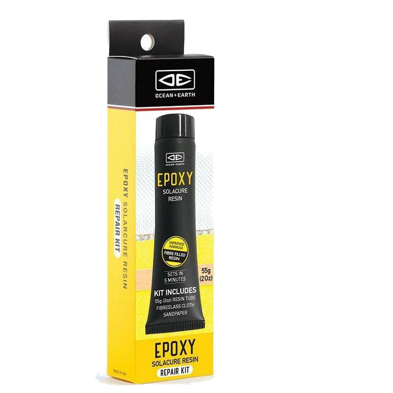 Ocean & Earth Solarcure Epoxy Repair Kit – 55 g: Epoxy repair kit in yellow retail packaging
