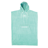 Ocean & Earth Ladies Hooded Poncho: Mint hooded poncho, flat front view