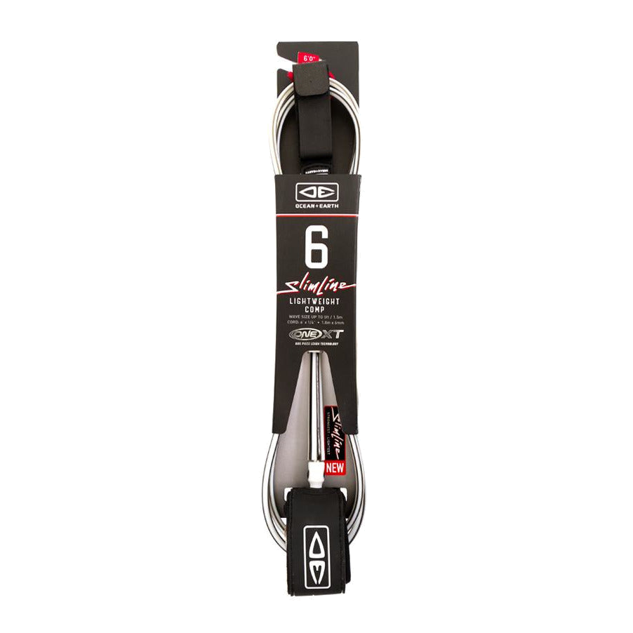 Ocean & Earth Slimline Lightweight Comp One-XT Leash – 6 ft: White packaged Slimline leash