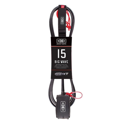 Ocean & Earth Big Wave Pin Release Leash – 15 ft: Black packaged 15ft Big Wave leash