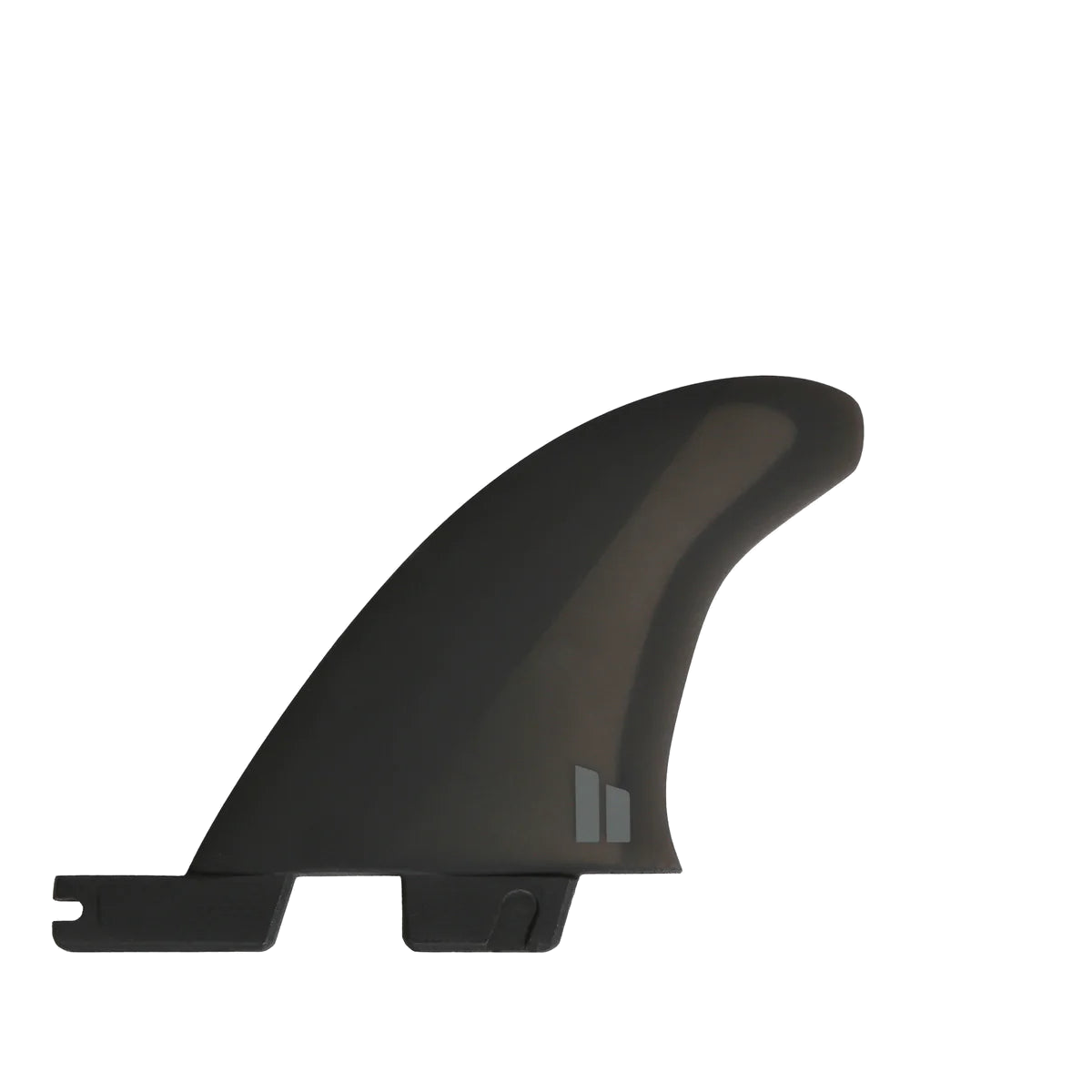 FCS II Mick Fanning Twin + Stabiliser Fins - PC + AirCore: small black stabiliser fin with white MF logo
