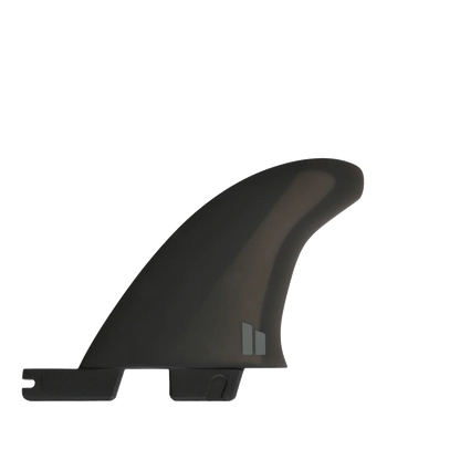 FCS II Mick Fanning Twin + Stabiliser Fins - PC + AirCore: small black stabiliser fin with white MF logo