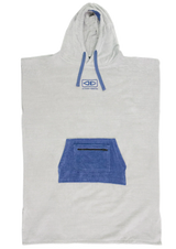 Ocean & Earth Day Break Hooded Poncho: Light Grey Day Break poncho, flat front view