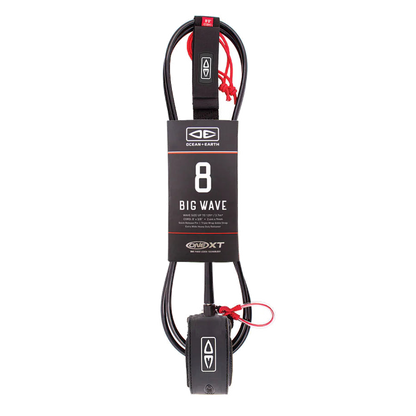 Ocean & Earth Big Wave Pin Release Leash – 8 ft: Black packaged 8ft Big Wave leash