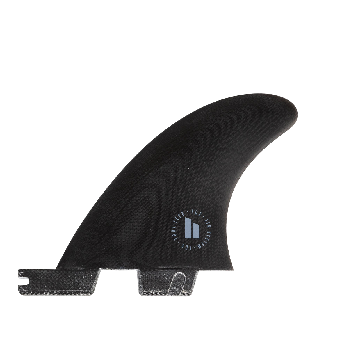 FCS II Carver Side Byte Fins - Performance Glass: black Carver side byte with blue circular marking
