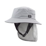 Ocean & Earth Indo Stiff Peak Surf Hat: Grey stiff-peak hat with neck flap