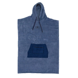 Ocean & Earth Day Break Hooded Poncho: Steel Blue Day Break poncho, flat front view