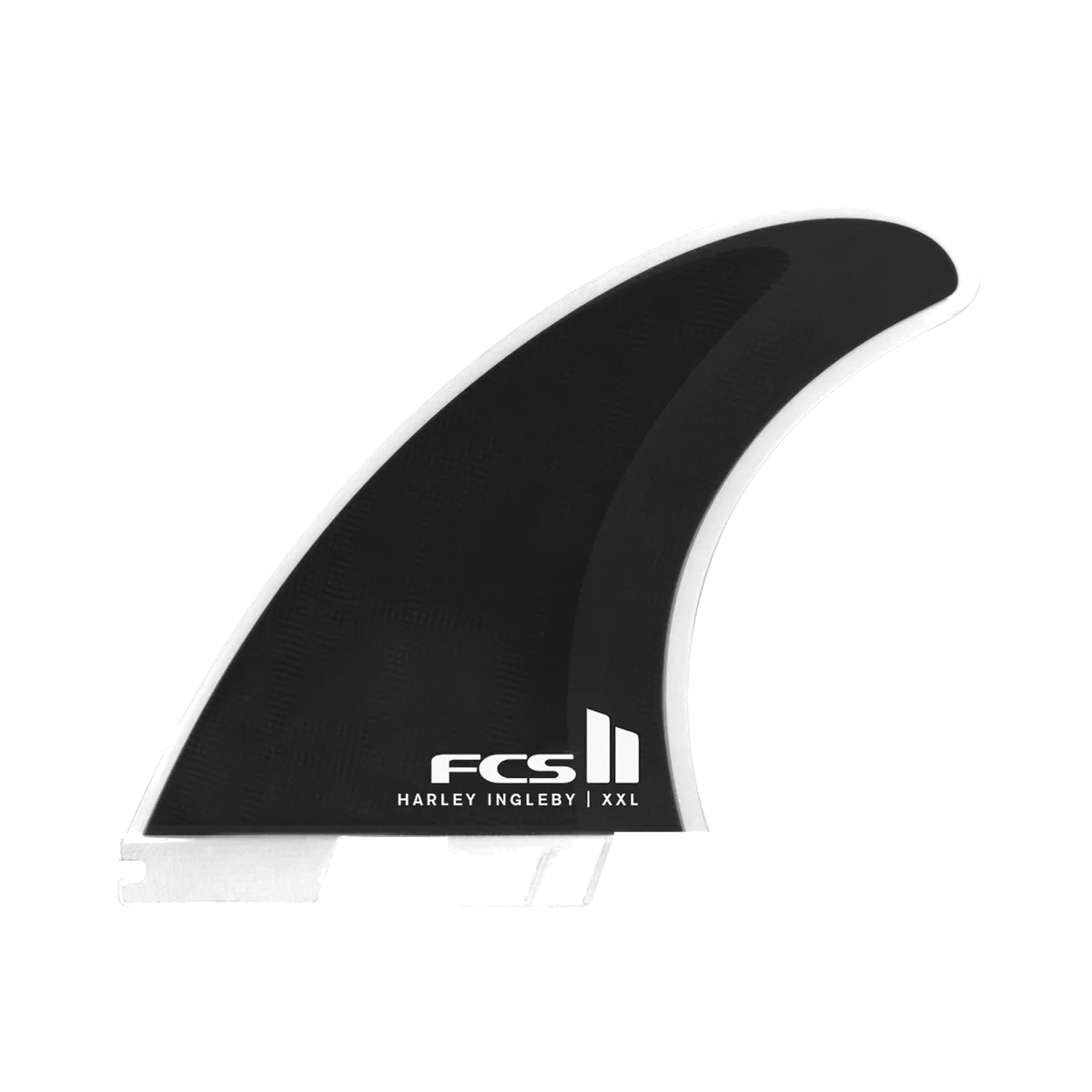 FCS II Harley Longboard Tri Fins - Performance Core: black and White Harley side fin with HI logo