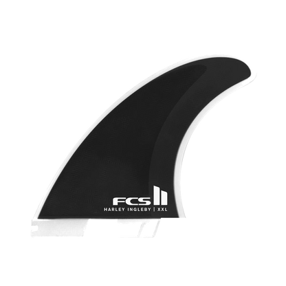 FCS II Harley Longboard Tri Fins - Performance Core: black and White Harley side fin with HI logo